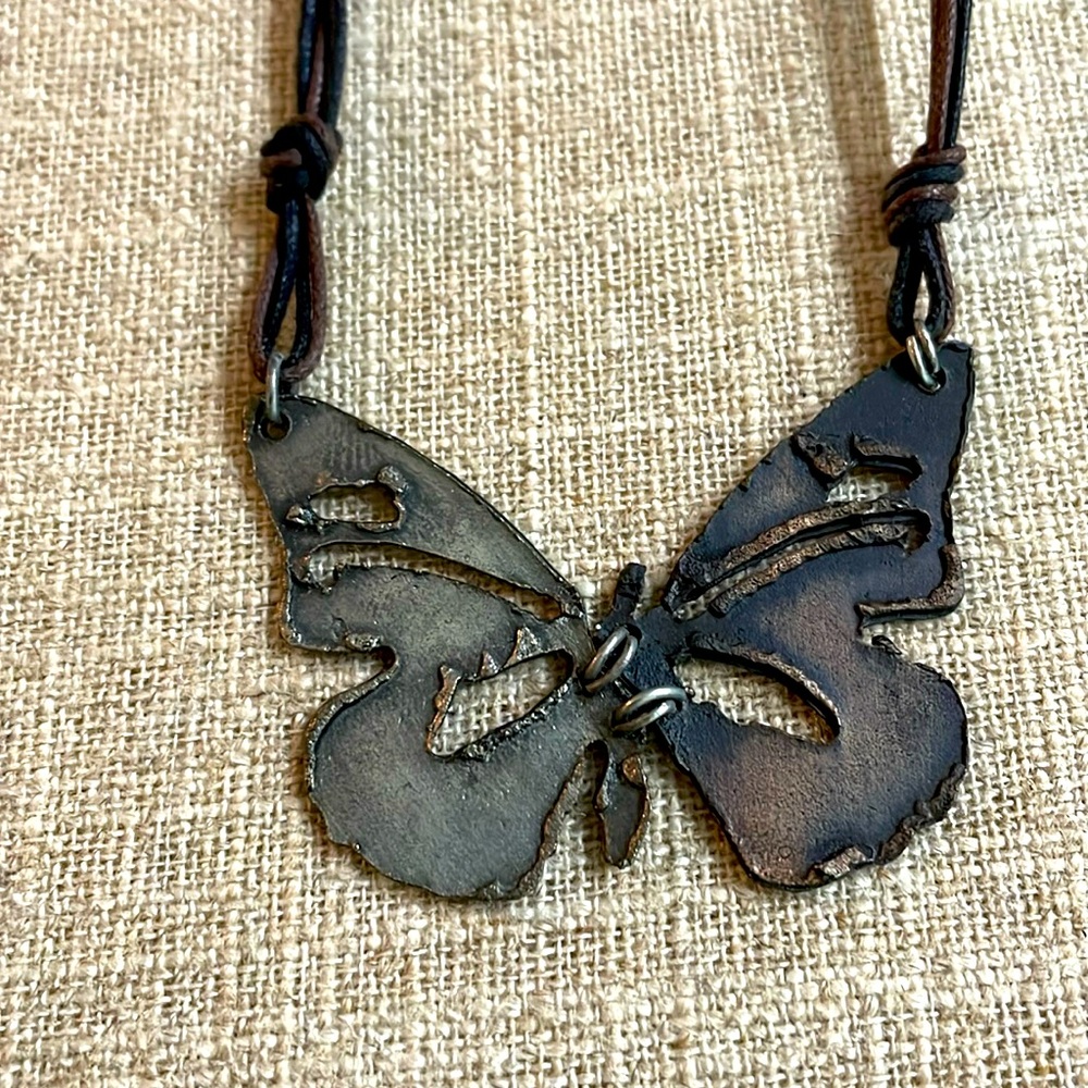 Hinged metal butterfly necklace